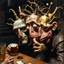 Placeholder: The oddest coagulation and mixture of some beings, glossy finish, dine, details very accentuated, stunning style, oniric, Max Ernst, hyperphotography, 3d strong, blatant, gross, caricature, very funny, rusty, beer, macho