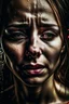 Placeholder: A beautiful woman with tears streaming down her face, her expression a mix of sorrow and despair.HOF, full size, (((realism, realphoto, photography, professional photographer, captured with professional DSLR camera, 64k,