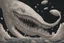 Placeholder: View into an event horizon in space with many enormous strange tentacled whale-like creatures with many huge faceted eyes and mouths, flying around