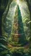Placeholder: portrait of a happy blissed quickling woven into a sacred geometry knitted tapestry tower in the middle of lush magic jungle forest, bokeh like f/0.8, tilt-shift lens 8k, high detail, smooth render, down-light, unreal engine, prize winning