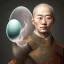 Placeholder: portrait of one korean man whose head is a giant egg