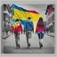 Placeholder: Personas hombres mujeres caminando con banderas de Colombia art retro