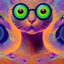 Placeholder: psychedelic cat walking in psychedelic forest