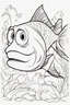 Placeholder: blank colouring book, white blank background, simple picture for toddlers, fish, disney and pixar style