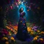 Placeholder: full body photo of a magical woman wearing a living dress made out of flowers in a dark mysterious place, vivid vibrant colours, volumetric lighting, sharp focus, amazing depth, creative masterwork by head of prompt engineering