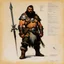 Placeholder: ConceptSheet: dwarf ranger with AD&D statistics [by frank frazetta]