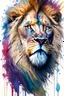 Placeholder: "lion", clean design, art station, splash of colorful paint, contour, ((solid white background)), looking into camera, hyperdetailed intricately detailed, unreal engine, fantastical, cinema lighting, intricate detail, splash screen, complementary colors, fantasy concept art, 8k resolution, DeviantArt masterpiece, watercolor, paint dripping