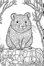 Placeholder: an Quokka on the rock. centered flat minimalistic black and white high contrast line drawing, coloring book style, {prompt}, (white sky, white clouds, white hair,white objects, white clothing, white fur, white skin, white terrain, white scales, white everything:1.1), blank white background.