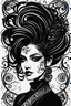 Placeholder: an abstract portrait of a goth punk girl from calligraphic letters, flourishes, and swirls , finely drawn and inked, in classic Arabic calligraphy, 4k, hyper detailed in