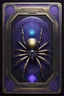 Placeholder: Golden mean sacred geometry framed playing card, black, blue and purple drum set spider xtal inversion priestess cyber in witch hat shadows boss card in the style of Giger and fallout 4 ,bokeh like f/0.8, tilt-shift lens 8k, high detail, smooth render, down-light, unreal engine