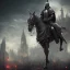 Placeholder: black knight, city, medieval street, bloody night, high details, 8k, hyper realistic