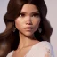 Placeholder: Zendaya, white lace collar, cute big circular reflective eyes, closeup portrait, frontal view, Pixar studio movie style, unreal engine cinematic smooth, intricate detail, cinematic