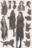 Placeholder: A dnd character sheet. A woman dressed for the cold north dressed in dark furs, with brown hair