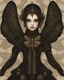 Placeholder: gothic, steampunk delicate metal woman, moth, wings, black background