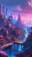 Placeholder: high fantasy lived in city a high fantasy vibe pinkish purple with a little blue