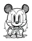 Placeholder: outline art for Mickey Mouse Peering Through Hole coloring page, Japanese manga style, cartoon style, cute face, white background sketch style, full body is a must, only use outline, clean line art, no shadow, bold outline