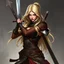 Placeholder: a blonde warrior woman, assassin, fantasy, medieval, digital art, stylised