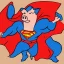 Placeholder: pig wearing a superman cape, illustration