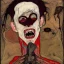 Placeholder: Horror Disfigured bald Vampire,blood big canine teeth with blood,full body by egon Schiele,