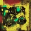 Placeholder: elements of photographic equipment. poster graphics. high detailed. ink and acrylic. black, green and yellow