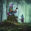 Placeholder: punk gnome playing dj set, magic luminous forest background, digital Art, perfect composition, beautiful detailed intricate insanely detailed octane render trending on artstation, 8 k artistic photography, photorealistic concept art, soft natural volumetric cinematic perfect light, award - winning photograph, masterpiece, raphael, caravaggio, greg rutkowski, beeple, beksinski, giger, chiaroscuro, pixar