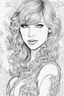 Placeholder: coloring pages of taylor swift for adults, Designs Black and white, No Shading