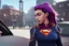 Placeholder: Supergirl being fined with a ticket by a street policeman.