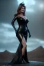 Placeholder: Raquel Welch as evil queen in black leather gown, angry, busty, curvey, cleavage, unreal 5, octane render, cinema4d, dynamic lighting, dramatic lighting, 4k, redshift render, highly detailed, hyper realistic