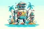 Placeholder: cool fun beach brand beach wear random design seaside robots abstract objects machines like havana brand