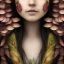 Placeholder: Portrait of beautiful girl, face dept of field,face shining, plant, metal, feathers,central weight average, CWA Dryad, fae, sidhe, ominous, nature, plants, wildflower sparkle,wildflower 3d view, facepaint, dnd character portrait, intricate, oil on canvas, masterpiece, expert, insanely detailed, 4k resolution, retroanime style, cute big circular reflective eyes, cinematic smooth, intricate detail , soft smooth lighting, soft pastel colors, painted Renaissance style,sharp fucus, bokeh,macro lens,