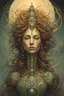 Placeholder: create a full body, haunted female disembodied spirit with highly detailed, sharply lined facial features, , finely drawn, boldly inked, in soft ethereal colors, otherworldly, celestial, and beautiful in the style of Peter Mohrbacher