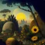 Placeholder: High definition photography of a marvelous landscape, trees, flowers, giant sun, people, intricate, rock formations, atmosphere of a Max Ernst painting, Henri Rousseau, thoughtful, interesting, a bit appalling, smooth