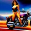 Placeholder: portrait of busty beautiful 'Female Rider on Akira's Bike',painting by Earl Norem, simon Bisley, evan lee, 86-86, oil on canvas, cinematic composition, extreme detail,fit full head inside picture,8k