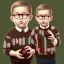 Placeholder: peter billingsley chubby kid with glasses, ((Dark red))soap bar, ((brown))argyle sweater