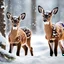 Placeholder: Cute DEER CUBS, happy, extreme details, in the SNOWY FOREST, close-up, snowy day, heavy snow, snowflake, merry Christmas, , ultra hd, realistic, vivid colors, highly detailed, UHD drawing, pen and ink, perfect composition, beautiful detailed intricate insanely detailed octane render trending on artstation, 8k artistic photography, photorealistic concept art, soft natural volumetric cinematic perfect light