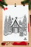 Placeholder: coloring page christmas style, realistic, north pole village, black and white