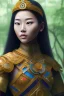 Placeholder: Thailand girl head portrait, warrior costume, village, meditation, woods, cyberpunk, 8k quality