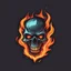 Placeholder: minimalistic burning screaming skull flame cyberpunk logo