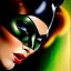 Placeholder: portrait oil on canvas, beautiful busty Catwoman,green eyes, ,minimal armor,comic book cover, mystical colors,insanely detailed,realistic,intrincate detail, 16k resolution, masterpiece,Frank Frazetta,Alex Horley, Simon Bisley