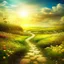 Placeholder: Fantasy style image. The image is intended to express that an easy path does not lead to success, but the path that requires effort and overcoming obstacles deserves a reward. A country with two roads. Route 1 very beautiful, full of sunshine and flowers in the field. However, there is no reward waiting at the end of Path 1. Road 2 full of pitfalls and obstacles, a storm in the sky, but a reward awaits at the end of the road.