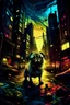 Placeholder: pug, in the reflection of which you can see a bat that is close to him and is about to hit and the bright colors of a busy city::3 chromatic::1.8 comicbook::2.4 dark matter::1.4 dna::1.5 dripping paint::1.5 ultra wide angle lens::2.4 cymk::1.3 gray::3.4 grayscale color::1.9 indigo::1.6 matte black color::2.1 neon blue color::2 neon orange color::2.2 rgb::3.2 --quality 1