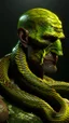 Placeholder: Snake man, green-yellow shades, high detail, high resolution, 8K