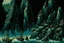 Placeholder: A blackish teal dark isles filled with gloom painted by Utagawa Hiroshige