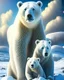 Placeholder: Oso polar con sus cachorros en la nieve cuerpo completo obra de arte retro colores contrastantes nítido impactante hiperdetallado sombras 3D hiperrealista coherente clima soleado nubes iluminación cinematografica 8k