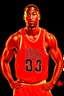 Placeholder: michael jordan with orange jersey, realistic photo