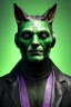 Placeholder: Medium Close Up Portrait, Front image. cyberpunk, rabbit mask helmet, strong man, green hair. latex suit. Purple, green, color. Joker style. Color background, photo studio. Avatar image, highly detailed, concept art, smooth, unreal engine 5, ray tracing, RTX, lumen lighting, ultra detail, volumetric lighting, 3d, finely drawn, high definition, high resolution.