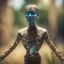 Placeholder: electric egyptian mummy t-pose upper body of made from tinted murano glass in long grass ,bokeh like f/0.8, tilt-shift lens 8k, high detail, smooth render, down-light, unreal engine,bokeh like f/0.8, tilt-shift lens 8k, high detail, smooth render, down-light, unreal engine