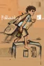 Placeholder: A Palestinian child carries on his shoulders a large bag with windows and doors