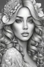 Placeholder: Beautiful Women Coloring Pages for Adults Grayscale