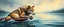 Placeholder: airbrush , wolf is being rescued from boat in lake, business logo